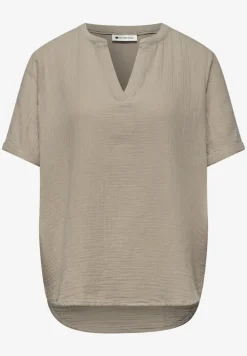 Kurzarm Bluse in Musselinqualität mit Turn-Up