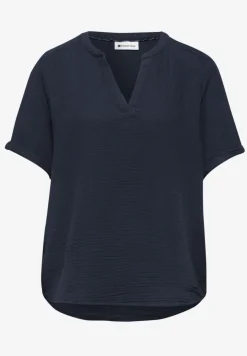 Kurzarm Bluse in Musselinqualität mit Turn-Up