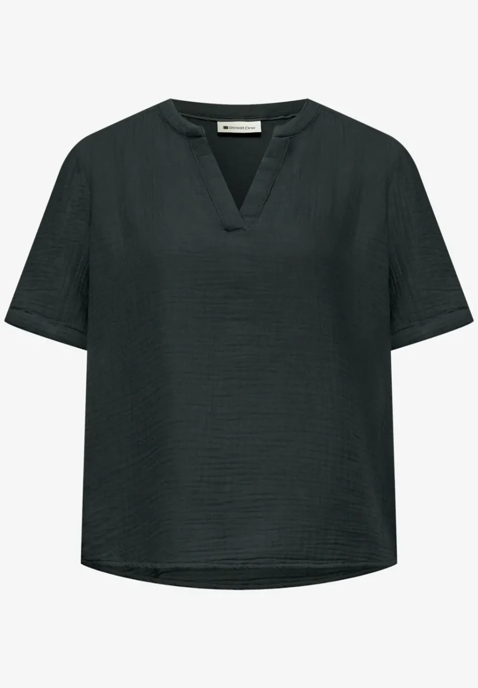 Kurzarm Bluse in Musselinqualität mit Turn-Up