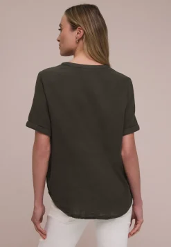 Kurzarm Bluse in Musselinqualität mit Turn-Up