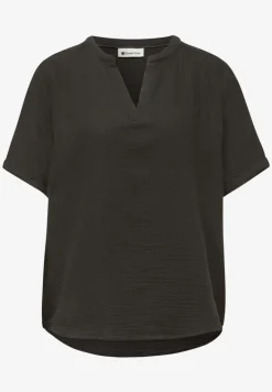 Kurzarm Bluse in Musselinqualität mit Turn-Up
