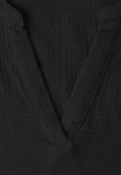 Kurzarm Bluse in Musselinqualität mit Turn-Up