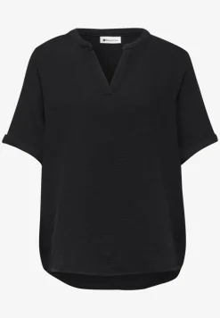 Kurzarm Bluse in Musselinqualität mit Turn-Up