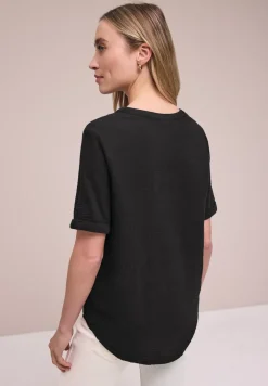 Kurzarm Bluse in Musselinqualität mit Turn-Up
