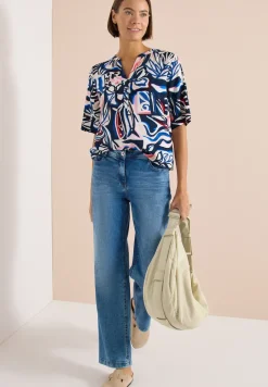 Kurzarm Bluse mit Multicolor Print