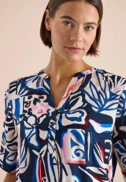 Kurzarm Bluse mit Multicolor Print