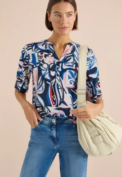 Kurzarm Bluse mit Multicolor Print