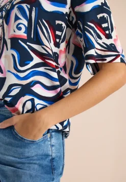 Kurzarm Bluse mit Multicolor Print