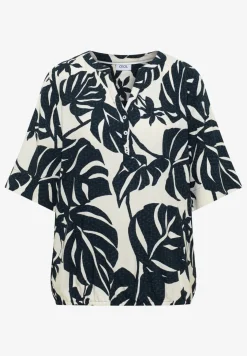Kurzarm Bluse mit Split Neck