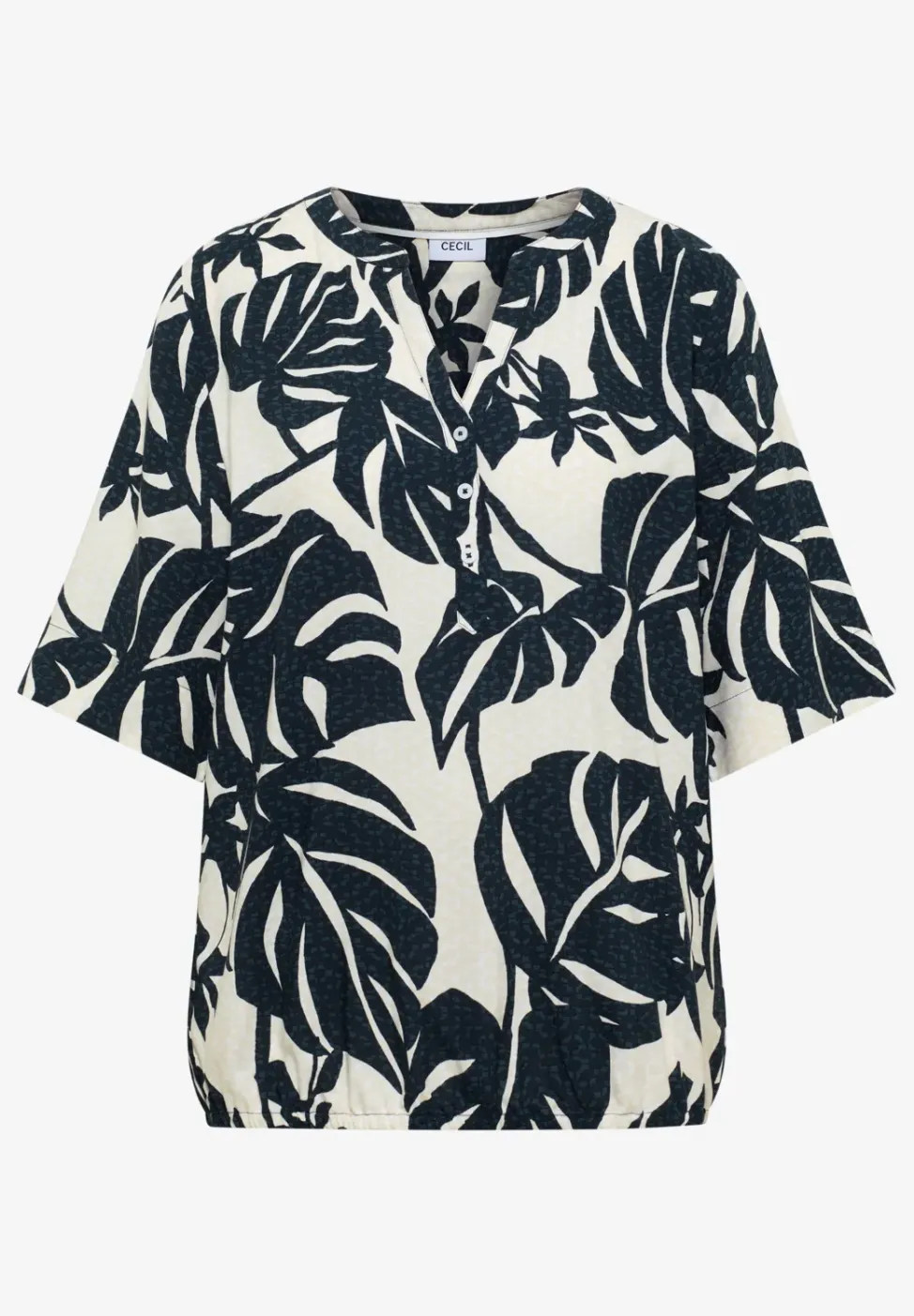 Kurzarm Bluse mit Split Neck