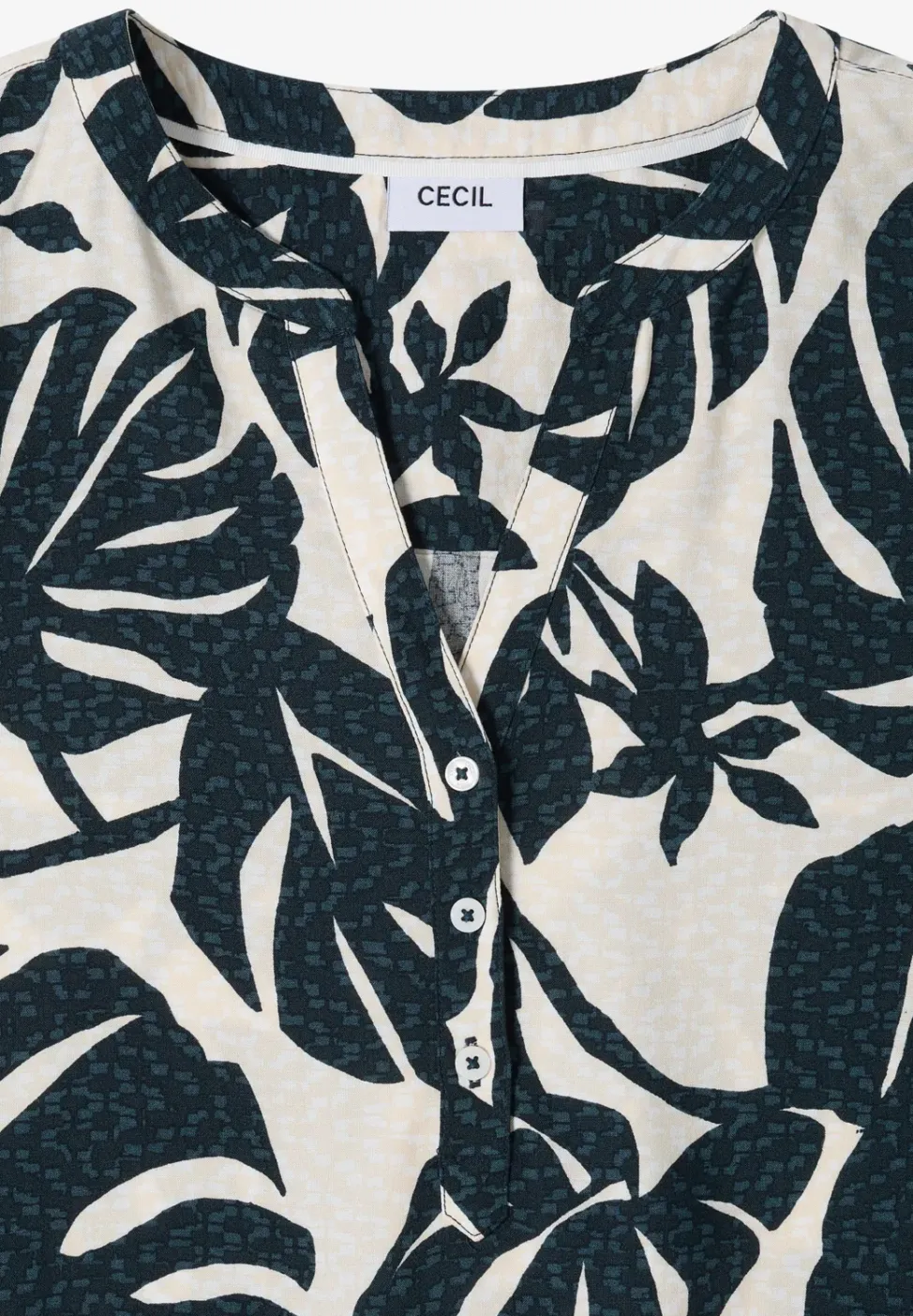 Kurzarm Bluse mit Split Neck