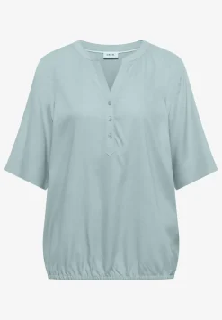 Kurzarm Bluse mit Split Neck