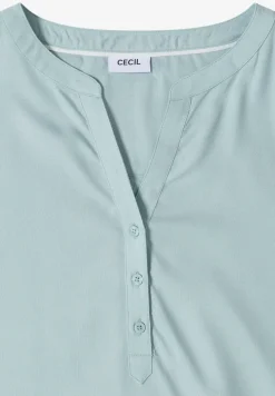 Kurzarm Bluse mit Split Neck