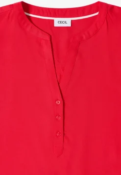 Kurzarm Bluse mit Split Neck