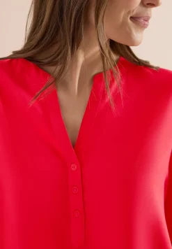 Kurzarm Bluse mit Split Neck