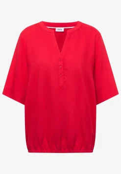 Kurzarm Bluse mit Split Neck