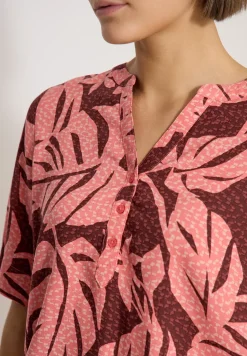 Kurzarm Bluse mit Split Neck