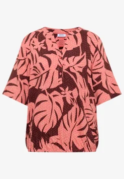 Kurzarm Bluse mit Split Neck