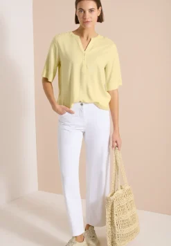 Kurzarm Bluse mit Split Neck