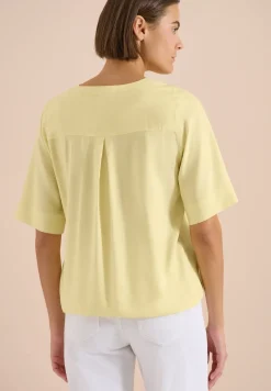 Kurzarm Bluse mit Split Neck