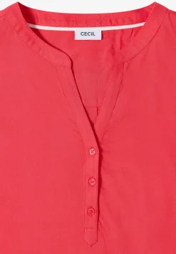 Kurzarm Bluse mit Split Neck