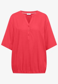 Kurzarm Bluse mit Split Neck