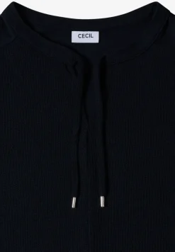 Kurzarm Bluse mit Split Neck und Bändern