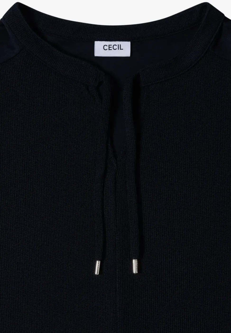 Kurzarm Bluse mit Split Neck und Bändern