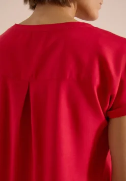 Kurzarm Bluse mit Split Neck