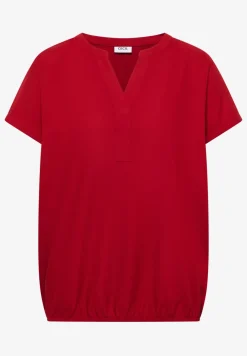 Kurzarm Bluse mit Split Neck