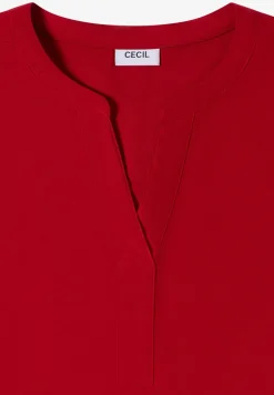 Kurzarm Bluse mit Split Neck