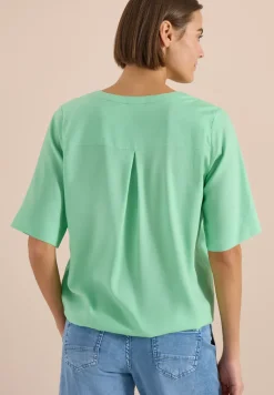 Kurzarm Bluse mit Split Neck