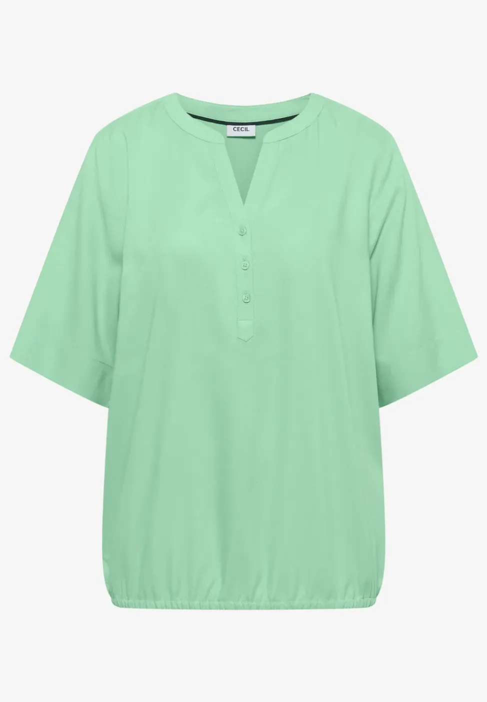 Kurzarm Bluse mit Split Neck