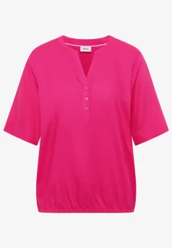 Kurzarm Bluse mit Split Neck