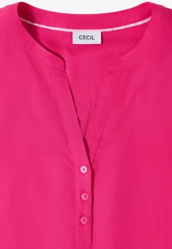Kurzarm Bluse mit Split Neck