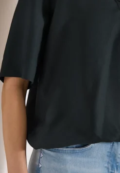 Kurzarm Bluse mit Split Neck