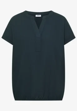 Kurzarm Bluse mit Split Neck