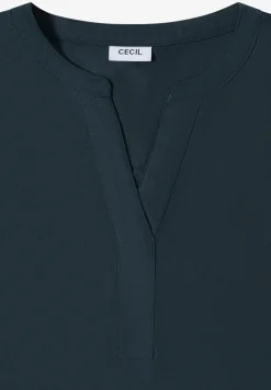 Kurzarm Bluse mit Split Neck