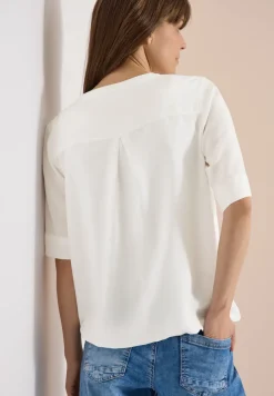 Kurzarm Bluse mit Split Neck