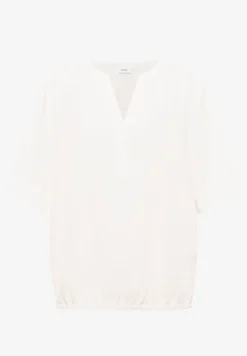 Kurzarm Bluse mit Split Neck