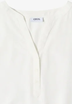 Kurzarm Bluse mit Split Neck