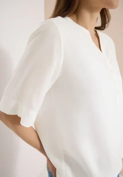 Kurzarm Bluse mit Split Neck