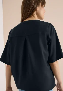 Kurzarm Bluse mit Split Neck