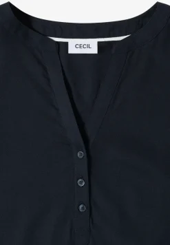 Kurzarm Bluse mit Split Neck