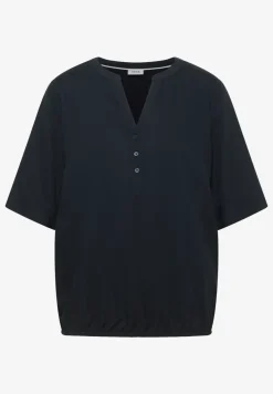 Kurzarm Bluse mit Split Neck