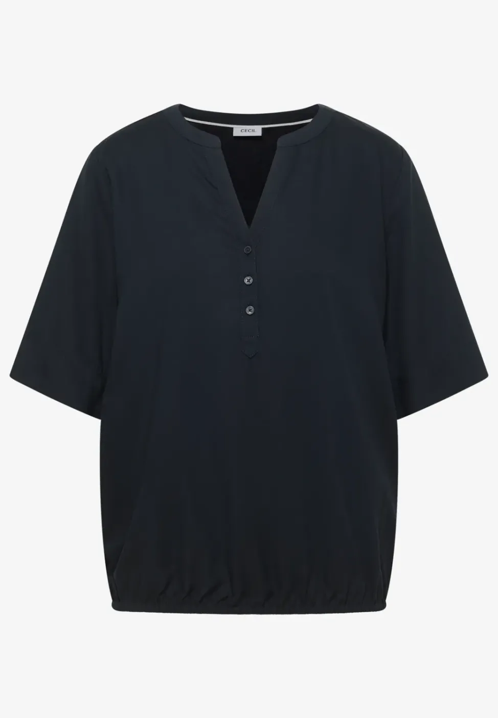 Kurzarm Bluse mit Split Neck
