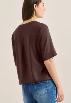 Kurzarm Bluse mit Split Neck