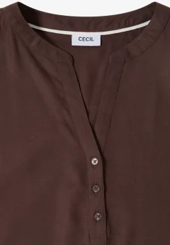 Kurzarm Bluse mit Split Neck