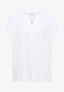 Kurzarm Bluse mit Split Neck
