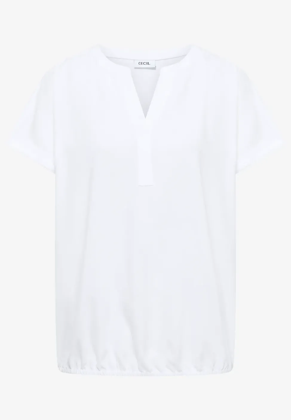 Kurzarm Bluse mit Split Neck